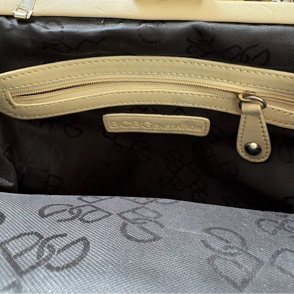 BCBG Beige Ruffle Crossbody Purse
